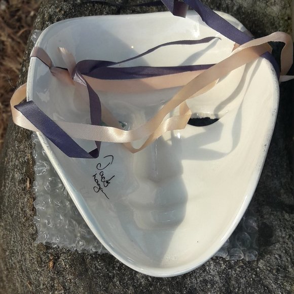 Ceramic Masquerade Masks Wall Hanging Decor Art - Picture 4 of 5